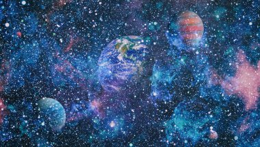 Uzay yörüngesindeki Dünya gezegeni, yörüngeden gezegenimiz. Nasa tarafından döşenmiş bu görüntü