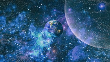 Uzay yörüngesindeki Dünya gezegeni, yörüngeden gezegenimiz. Nasa tarafından döşenmiş bu görüntü