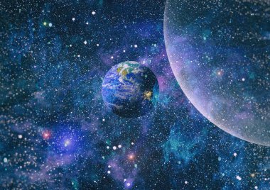 Uzay yörüngesindeki Dünya gezegeni, yörüngeden gezegenimiz. Nasa tarafından döşenmiş bu görüntü