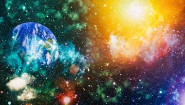 Uzay yörüngesindeki Dünya gezegeni, yörüngeden gezegenimiz. Nasa tarafından döşenmiş bu görüntü