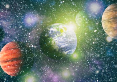 Uzay yörüngesindeki Dünya gezegeni, yörüngeden gezegenimiz. Nasa tarafından döşenmiş bu görüntü