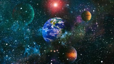 Uzay yörüngesindeki Dünya gezegeni, yörüngeden gezegenimiz. Nasa tarafından döşenmiş bu görüntü