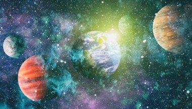 Uzay yörüngesindeki Dünya gezegeni, yörüngeden gezegenimiz. Nasa tarafından döşenmiş bu görüntü
