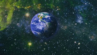 Uzay yörüngesindeki Dünya gezegeni, yörüngeden gezegenimiz. Nasa tarafından döşenmiş bu görüntü