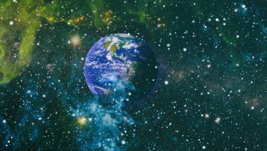 Uzay yörüngesindeki Dünya gezegeni, yörüngeden gezegenimiz. Nasa tarafından döşenmiş bu görüntü