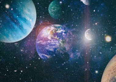 Uzay yörüngesindeki Dünya gezegeni, yörüngeden gezegenimiz. Nasa tarafından döşenmiş bu görüntü