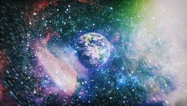 Uzay yörüngesindeki Dünya gezegeni, yörüngeden gezegenimiz. Nasa tarafından döşenmiş bu görüntü