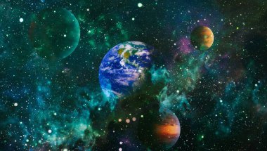 Uzay yörüngesindeki Dünya gezegeni, yörüngeden gezegenimiz. Nasa tarafından döşenmiş bu görüntü