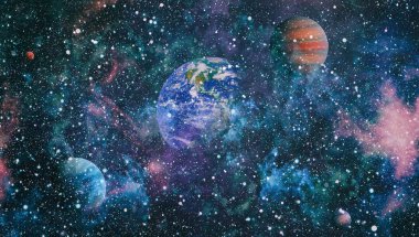 Uzay yörüngesindeki Dünya gezegeni, yörüngeden gezegenimiz. Nasa tarafından döşenmiş bu görüntü