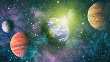 Uzay yörüngesindeki Dünya gezegeni, yörüngeden gezegenimiz. Nasa tarafından döşenmiş bu görüntü