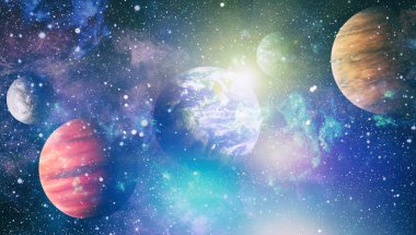 Uzay yörüngesindeki Dünya gezegeni, yörüngeden gezegenimiz. Nasa tarafından döşenmiş bu görüntü