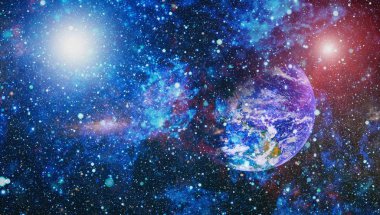 Uzaydaki gezegenler, yıldızlar ve galaksiler uzay keşiflerinin güzelliğini gösteriyor. NASA tarafından döşenmiş elementler