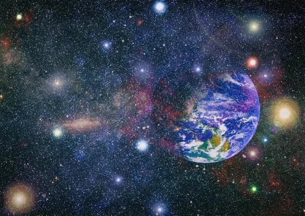Terre et galaxies dans l'espace. Art de la science-fiction. Éléments de cette image fournis par la NASA. — Photo