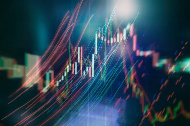 Pazar Analizi 'nin de dahil olduğu bir monitördeki veriler. Grafikler, diyagramlar, finansal rakamlar. Forex çizelgesi.