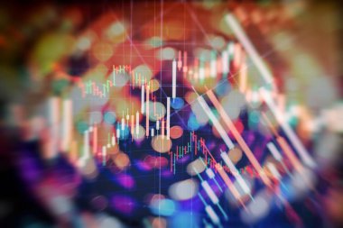 Pazar Analizi 'nin de dahil olduğu bir monitördeki veriler. Grafikler, diyagramlar, finansal rakamlar. Forex çizelgesi.