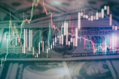 Market Analyze dahil bir monitör de dahil olmak üzere finansal veriler. Çubuk grafikler, diyagramlar, finansal rakamlar. Forex grafiği.
