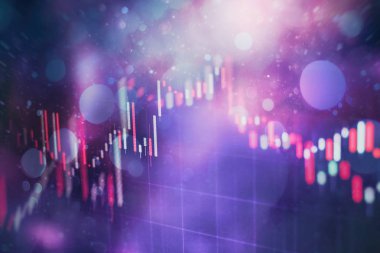 Market Analyze dahil bir monitör de dahil olmak üzere finansal veriler. Çubuk grafikler, diyagramlar, finansal rakamlar. Forex grafiği.