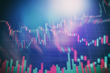 Market Analyze dahil bir monitör de dahil olmak üzere finansal veriler. Çubuk grafikler, diyagramlar, finansal rakamlar. Forex grafiği.