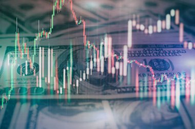 Market Analyze dahil bir monitör de dahil olmak üzere finansal veriler. Çubuk grafikler, diyagramlar, finansal rakamlar. Forex grafiği.