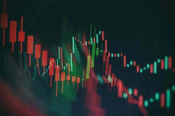 Données financières sur un moniteur qui inclut de Market Analyze. Diagrammes à barres, diagrammes, chiffres financiers. Graphique Forex . — Photo