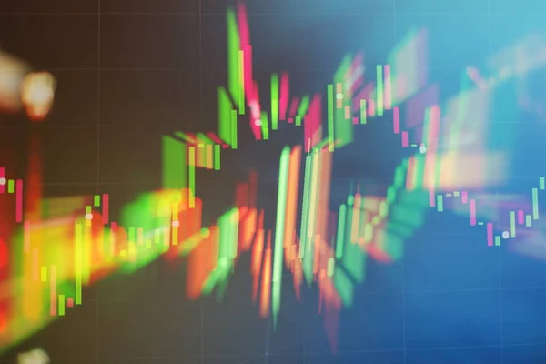 Dati finanziari su un monitor che include di Market Analyze. Grafici a barre, diagrammi, cifre finanziarie. Grafico Forex . — Foto Stock
