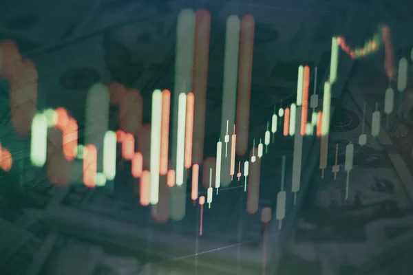 Οικονομικό γράφημα με διαγράμματα στο χρηματιστήριο, για επιχειρηματικές και χρηματοοικονομικές έννοιες και αναφορές.Αφηρημένο μπλε φόντο. — Φωτογραφία Αρχείου