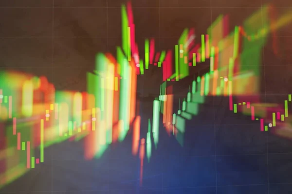Gazdasági grafikon diagramokkal a tőzsdén, üzleti és pénzügyi fogalmak és jelentések.Absztrakt kék háttér. — Stock Fotó