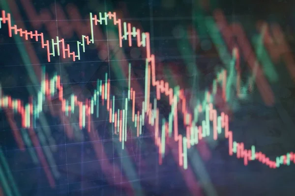 Gráfico econômico com diagramas no mercado de ações, para conceitos e relatórios de negócios e financeiros.Resumo fundo azul. — Fotografia de Stock