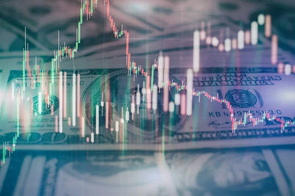 Gráfico económico con diagramas en el mercado de valores, para conceptos e informes empresariales y financieros.Fondo azul abstracto. —  Fotos de Stock