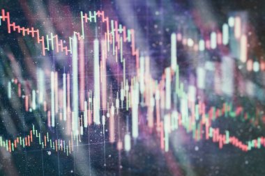 Borsa yatırım ticaret mum çubuk grafik grafik. Forex grafik grafik dijital ekran üzerinde.