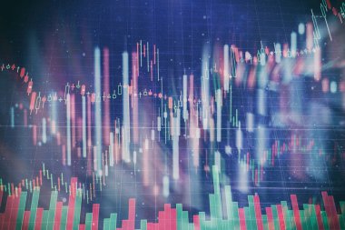 Borsa yatırım ticaret mum çubuk grafik grafik. Forex grafik grafik dijital ekran üzerinde.