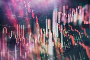 Borsa yatırım ticaret mum çubuk grafik grafik. Forex grafik grafik dijital ekran üzerinde.