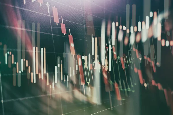 Candle stick graph chart of stock market investment trading. The Forex graph chart on the digital screen.