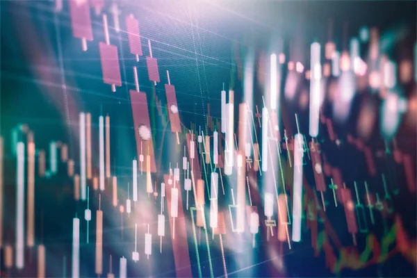 Candle stick graph chart of stock market investment trading. The Forex graph chart on the digital screen.