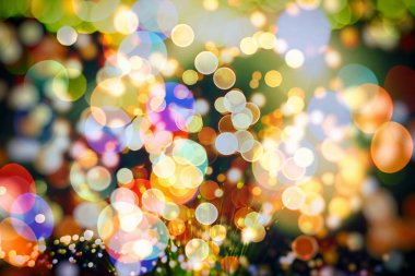 Festival arka plan. Glitter vintage ışıklar arka ışıklı defocused.