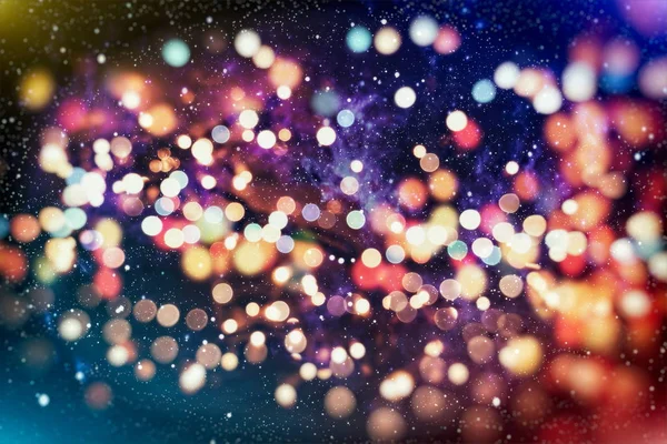 Karácsonyi fény háttér. Ünnepi ragyogó háttér. Átállított háttér villogó csillagokkal. Homályos Bokeh. — Stock Fotó