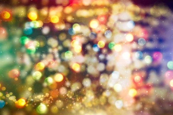 Fundo de luz de Natal. Fundo brilhante de férias. Contexto desfocado com estrelas cintilantes. Bokeh desfocado. — Fotografia de Stock