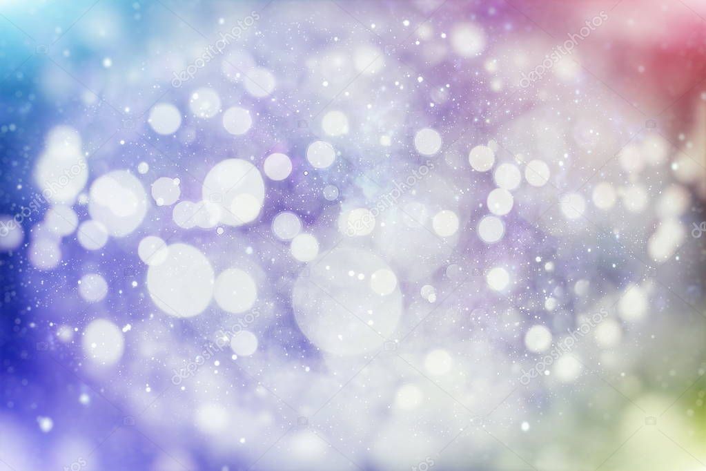 Christmas light background. Holiday glowing backdrop. Defocused Background With Blinking Stars. Blurred Bokeh.