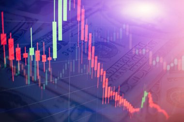 Borsa yatırım ticareti mum çubuk grafik grafik, Borsa konsept tasarımı ve arka plan.