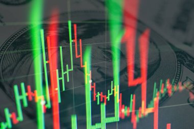 Borsa yatırım ticareti mum çubuk grafik grafik, Borsa konsept tasarımı ve arka plan.