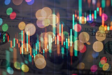 Borsa yatırım ticareti mum çubuk grafik grafik, Borsa konsept tasarımı ve arka plan.