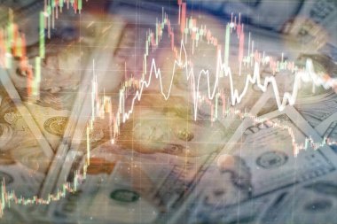 Borsa yatırım ticareti mum çubuk grafik grafik, Borsa konsept tasarımı ve arka plan.