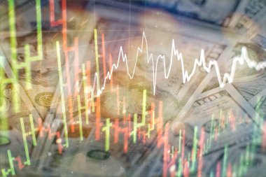 Borsa yatırım ticareti mum çubuk grafik grafik, Borsa konsept tasarımı ve arka plan.