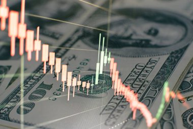 Borsa yatırım ticareti mum çubuk grafik grafik, Borsa konsept tasarımı ve arka plan.