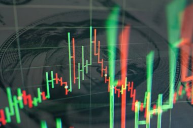 Borsa yatırım ticareti mum çubuk grafik grafik, Borsa konsept tasarımı ve arka plan.