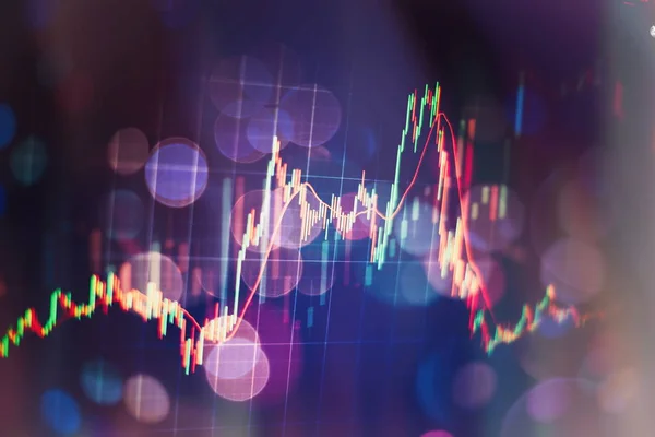Grafik ekonomi dengan diagram di pasar saham, untuk konsep bisnis dan keuangan dan reports.Abstract latar belakang biru. — Stok Foto