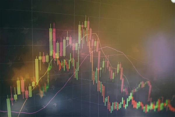 Financial data on a monitor which including of Market Analyze. Bar graphs, Diagrams, financial figures. Forex chart.