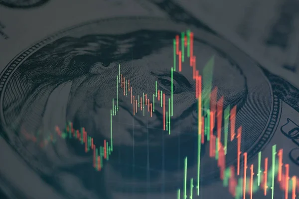 Gráfico económico con diagramas en el mercado de valores, para conceptos e informes empresariales y financieros.Fondo azul abstracto. —  Fotos de Stock