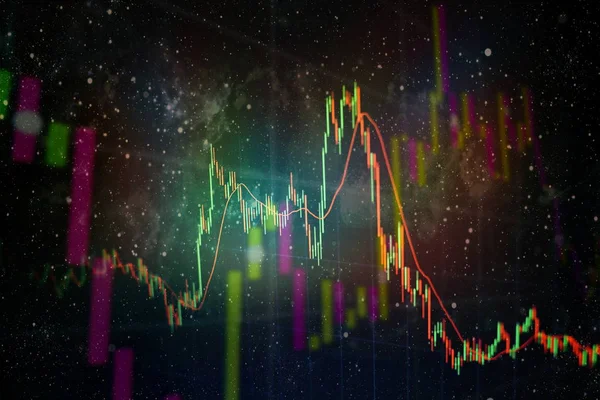 Gráfico econômico com diagramas no mercado de ações, para conceitos e relatórios de negócios e financeiros.Resumo fundo azul. — Fotografia de Stock