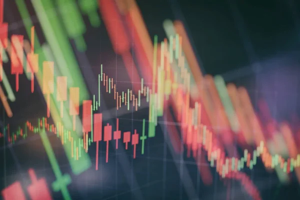 Datos financieros en un monitor que incluye de Market Analyze. Gráficos de barras, diagramas, cifras financieras. Gráfico Forex . —  Fotos de Stock